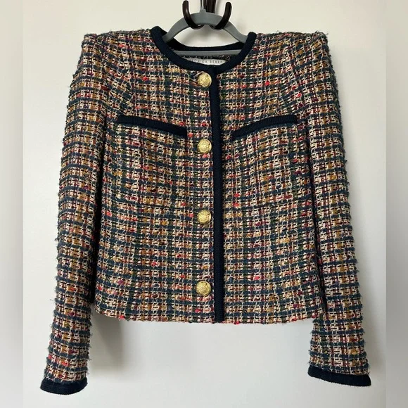 Veronica Beard Lars Tweed Jacket w/ gold buttons Sz. 2 - Picture 3 of 8